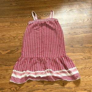 Red and White Patterned Dress Size 8